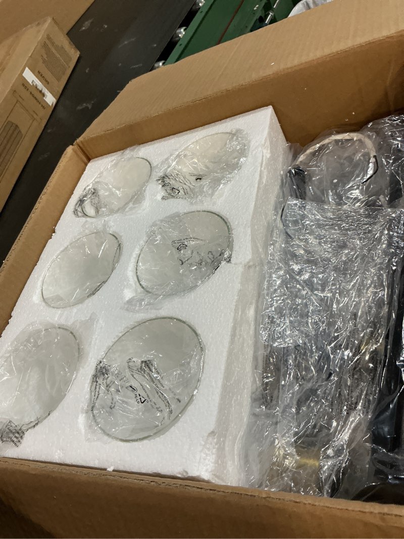 Condition photo showing Good Condition for Farmhouse Chandeliers for Dining Room Black Chandelier 6 Light Dining Room Light Fixture with Clear Glass Shades Gold Pendant Lights for Kitchen Island Living Room Entryway Staircase Black Gold 24.4''