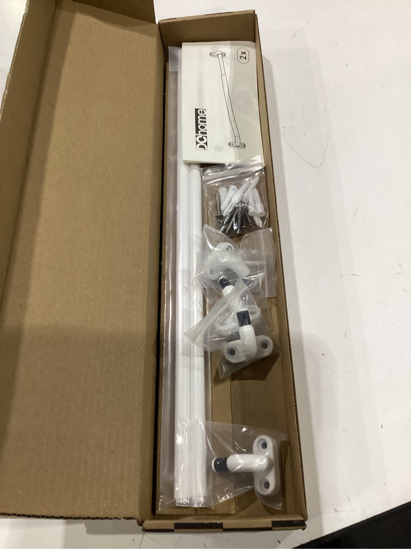 Condition photo showing New/Like New for french door curtain rod 18-30 inch, 3/8” diameter, white, 2 pack | adjustable wrap around cafe curtain rod, screws mounted, sash rod home decor, for door window, small curtains