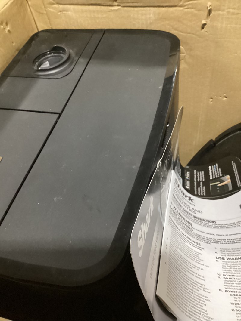 Condition photo showing As Is for shark robot vacuum & mop combo, powerdetect thermacharged nevertouch pro, self-emptying, self-refill with heated mop cleaning, 60-day capacity,30-day tank, 6 power detect technologies, black, rv2920xe powerdetect thermacharged (black)