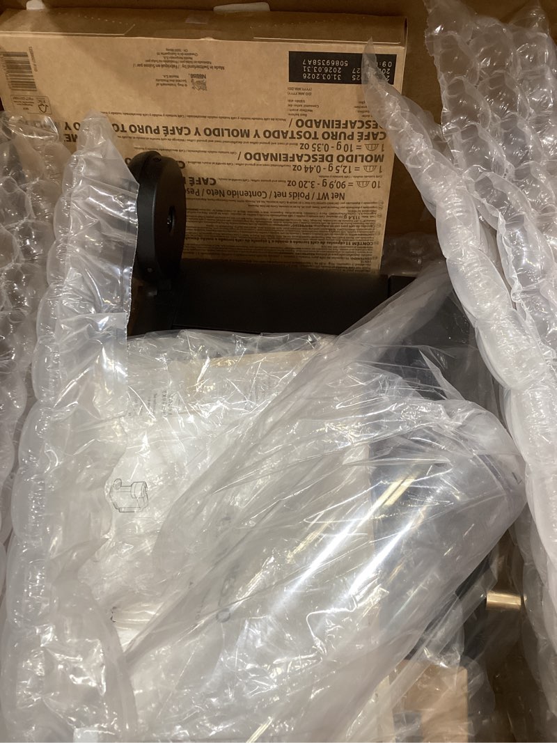Condition photo showing As Is for nespresso vertuo pop+ deluxe coffee and espresso maker by breville with milk frother, matte black gold machine + milk frother matte black gold