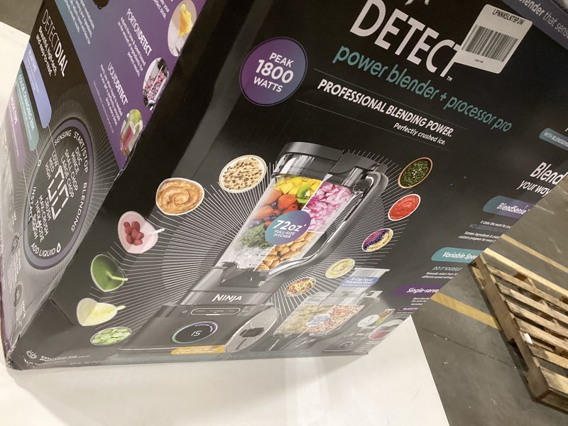 Condition photo showing As Is for Ninja Kitchen System | All-in-One Food Processor & Blender | With 8-Cup Bowl & (1) 24 oz. To-Go Cup | For Smoothies, Cookie Dough, Salsas, Cole Slaw & More | 1800 Watt | Black | TB401 Blender + Bowl + (1) 24-oz. Cup