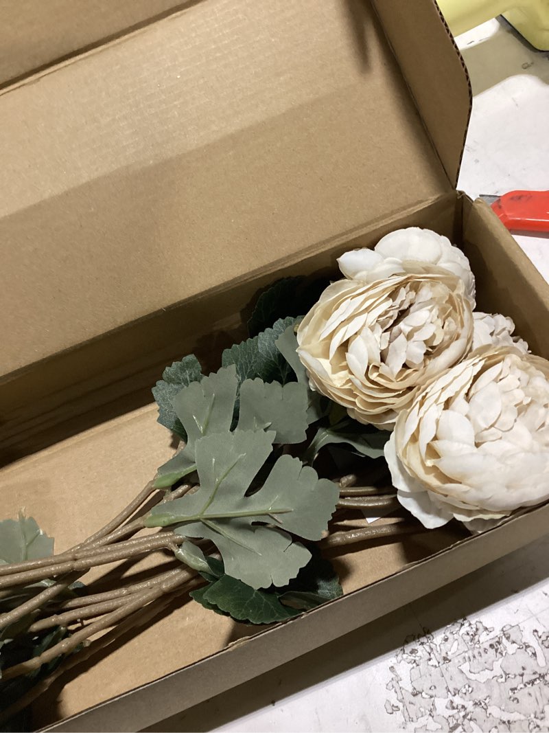 Condition photo showing As Is for ipopu 10pcs beige peonies artificial flowers silk peonies with stems real look fake peony for home table decorations wedding faux flowers arrangements