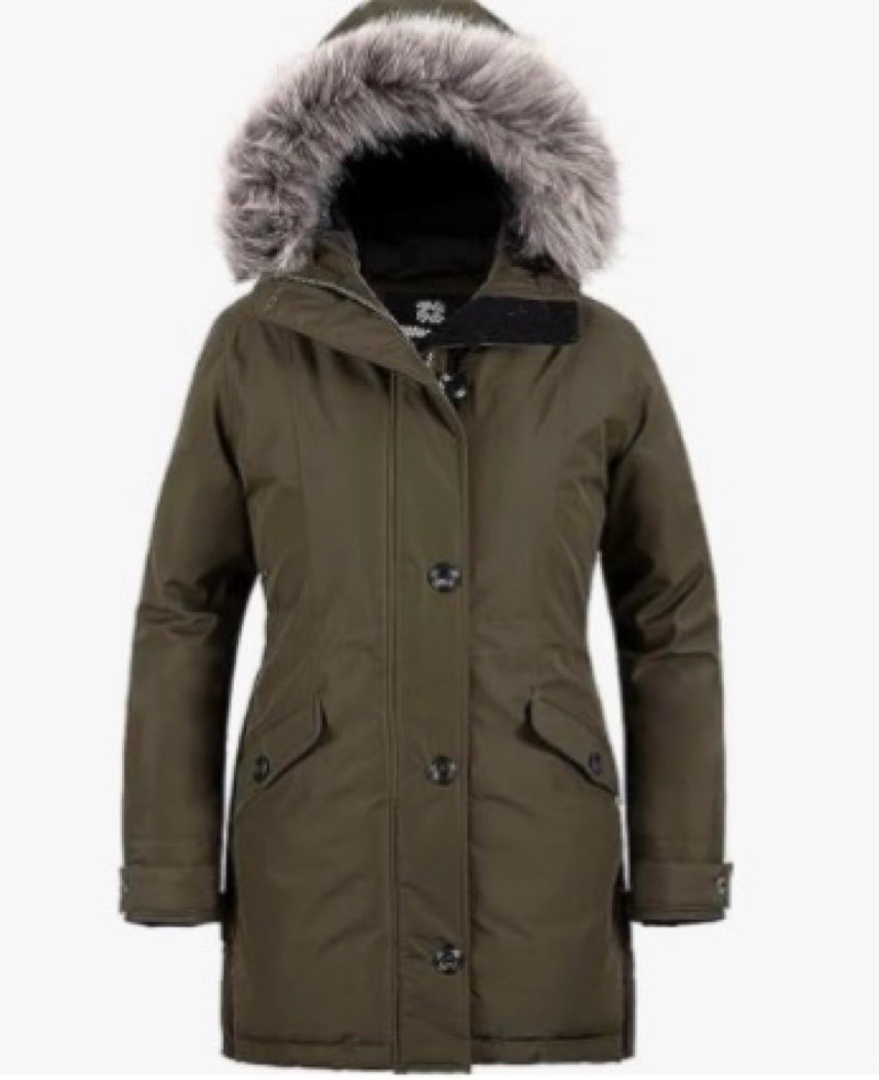 wantdo women's hooded winter parka waterproof warm long puffer jacket army green xx-large