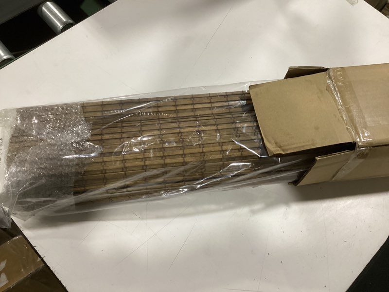 Condition photo showing New/Like New for (product similar) bamboo blinds, easy to install bamboo shades for indoor windows, custom sizes roller shades for indoor windows, roll up blinds indoor outdoor patio coffee 28\"w x 48\"h