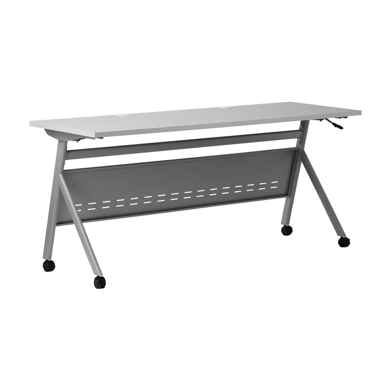 Flash Furniture Davis 60W x 24D Foldable Training Room Table, Laminate, White Tabletop/Gray Frame