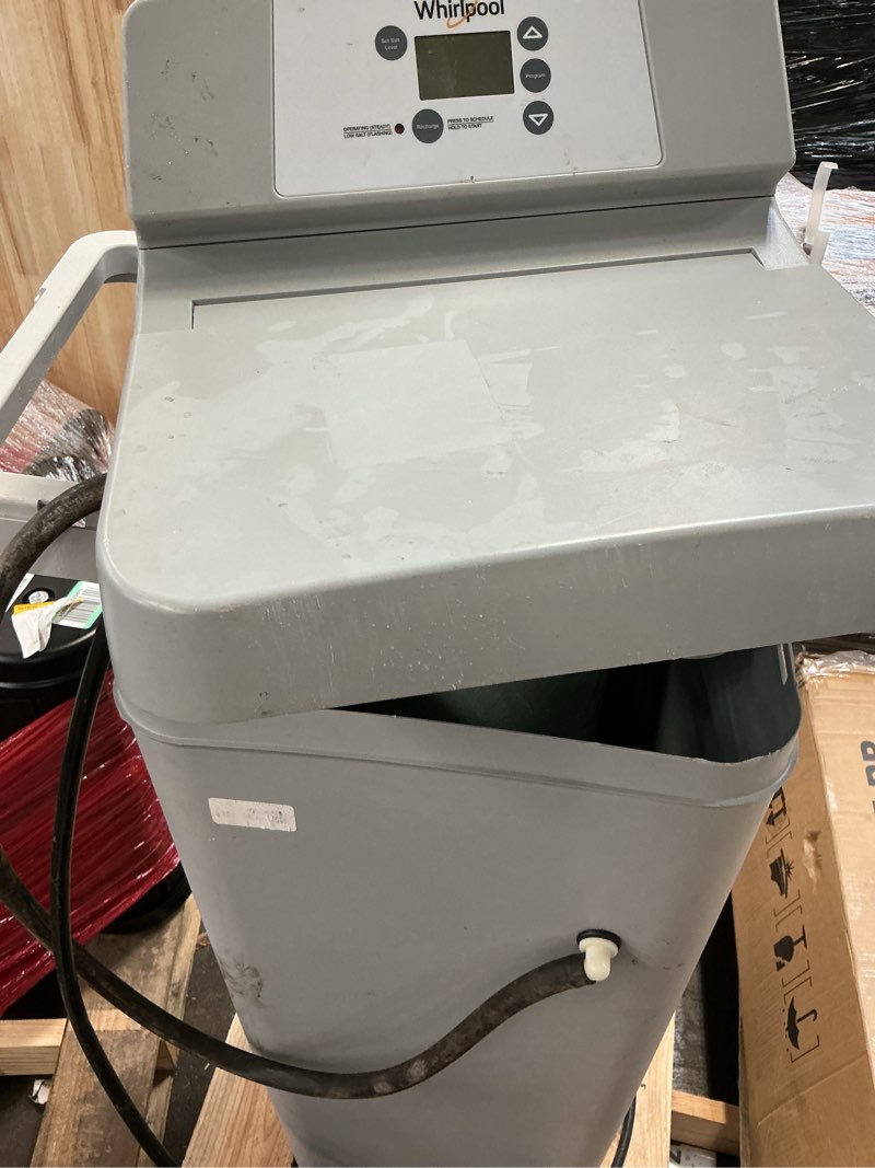 Condition photo showing As Is for whirlpool 33000 -grain water softener for hard water and iron reduction