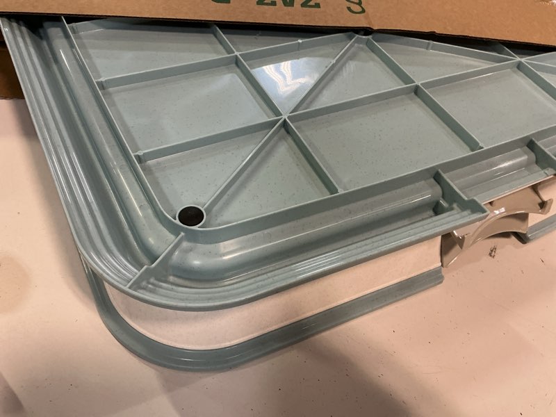 Condition photo showing Good Condition for iris usa pee pad holder for dogs and puppies, potty training tray with secured latches, non-skid feet, leak protection, easy clean surface, fits 28"x 34" puppy pads size or larger, blue blue 28" x 34"