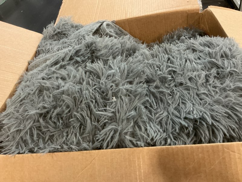 Condition photo showing As Is for OLANLY 6x9 Machine Washable Large Area Rugs for Living Room, Bedroom, Soft Fluffy Shaggy Bedside Rug, Indoor Floor Carpet for Kids Girls and Boys, Dorms, Nursery, Home Decor Aesthetic, Grey 6x9 ft Grey