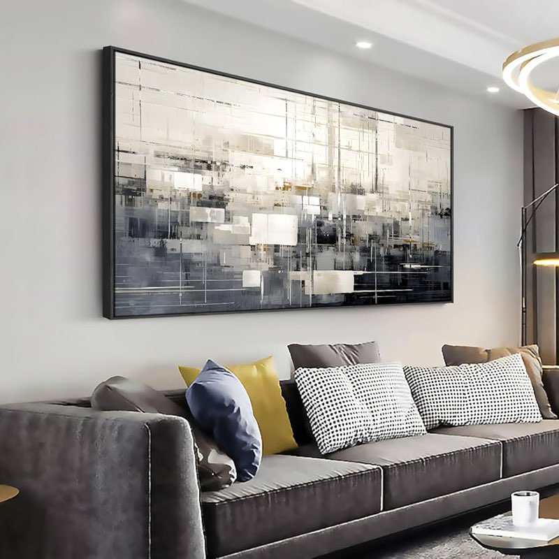 Solid wood frame abstract Wall Art Black and white abstract Framed Ready to Hang Wall Art Modern art