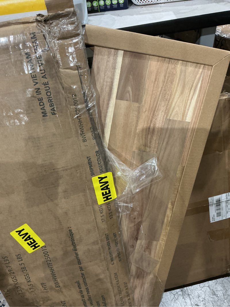 Condition photo showing Good Condition for bme hevea solid wood butcher block countertop, unfinished butcher block table top for diy washer dryer/island/kitchen countertop, 48"l x 25"w x 1.5"th hevea - natural - unfinished 48"l x 25"w x 1.5"th