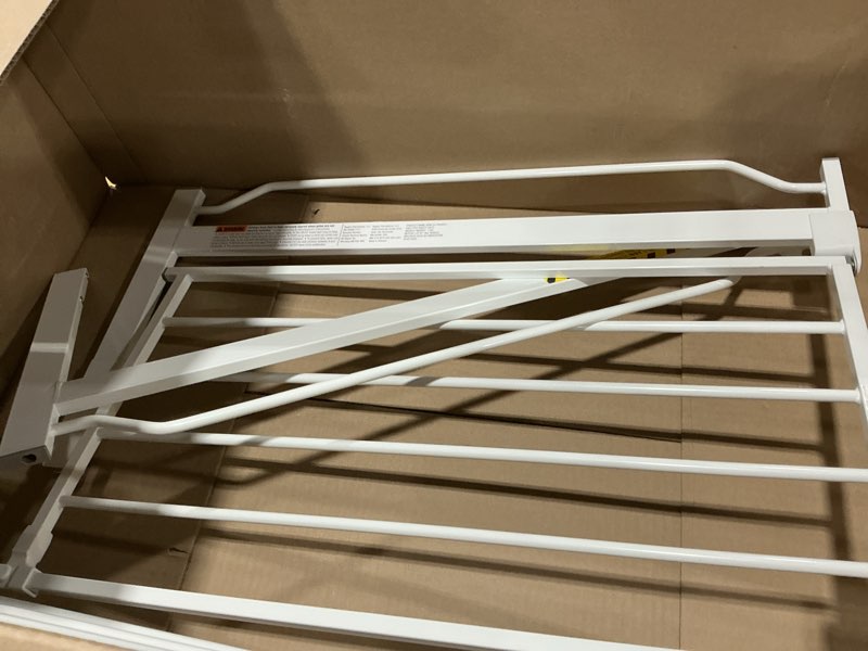 Condition photo showing Good Condition for (missing srews)regalo safety 36\\\" extra tall baby gate for doorways & bottom of stairs, pressure mounted walk through gate for babies, toddlers & pets, tested & safe for 30 years, american designed, american owned white 29-36.5\\\"w x 36\\\"h