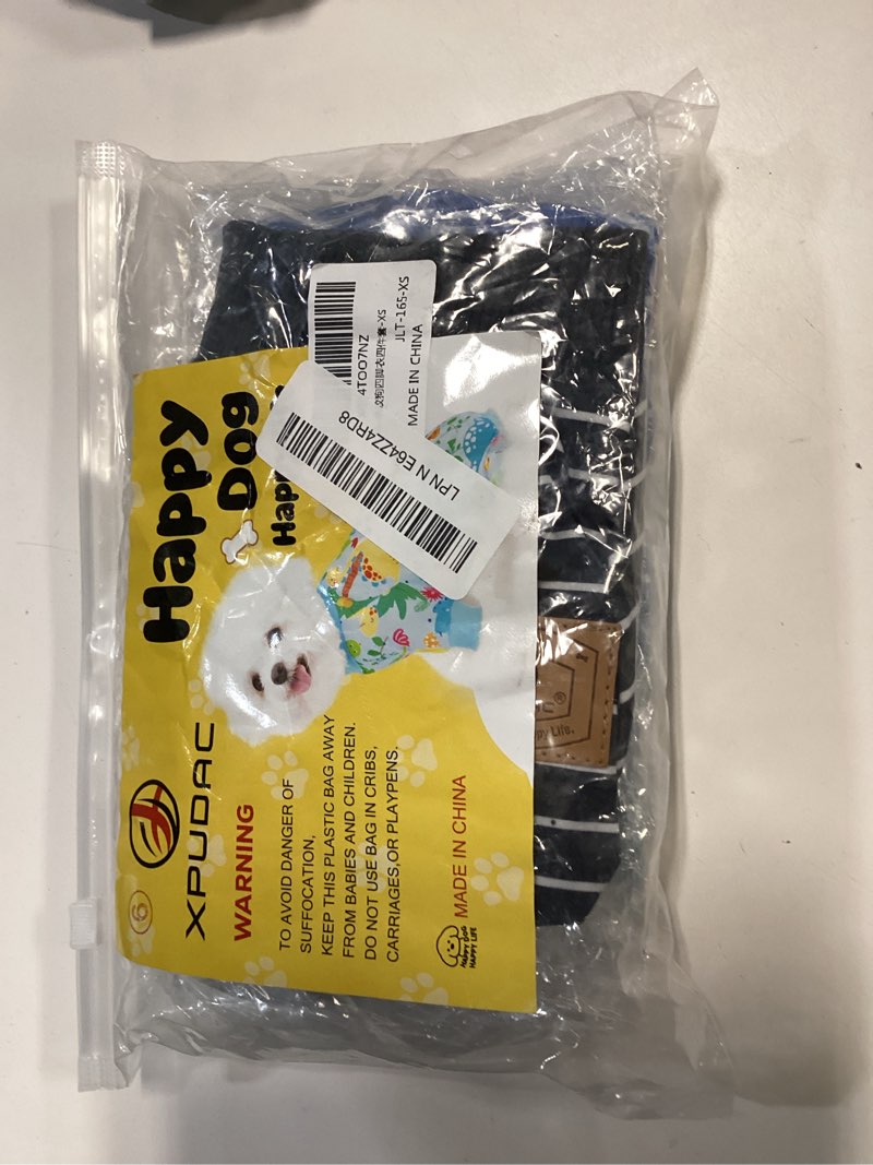 Condition photo showing New/Like New for xpudac 4 pack dog pajamas striped dog clothes for small medium dogs girl boy comfy puppy outfit doggy jammies onesie pet costume, blue, grey, green, xs striped x-small(chest-12" back-8" neck-9")