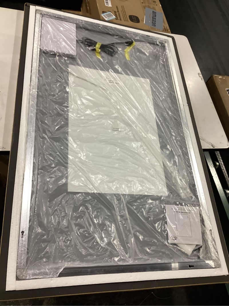 Condition photo showing New/Like New for 48''x30'' lighted mirrors for bathroom wall backlit rectangular rounded corners, led bathroom mirror frameless with lights anti fog, dimmable, 3 colors,tempered glass, shatter-proo color 2 48"l x 30"w