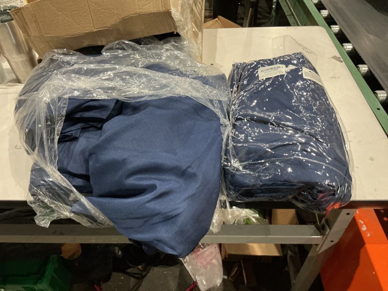 Condition photo showing As Is for brillmax 6 pack navy blue round tablecloths 120 inch for 60” tables - 150 gsm polyester fabric, floor length drop, water, stain & wrinkle resistant cloth cover for wedding reception banquet dining navy blue 120 in, 6 pack