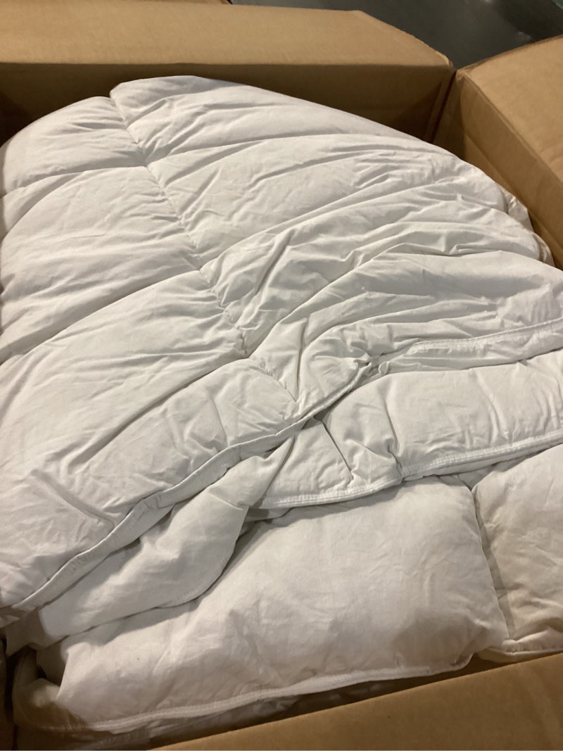 Condition photo showing Good Condition for APSMILE Oversized King Feathers Down Comforter - Ultra Soft All Seasons 100% Organic Cotton Duvet Insert Medium Warm Quilted Bed Comforter with Corner Tabs (120x98, White) Oversized King White/All Season