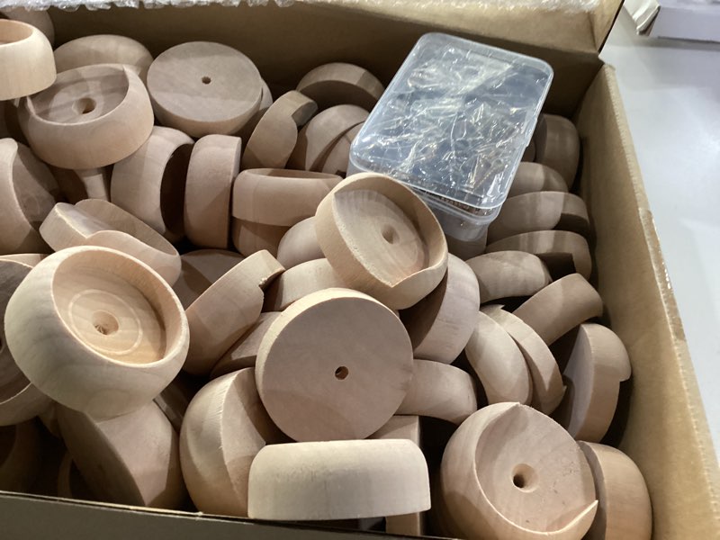 Condition photo showing New/Like New for Wealrit Closet Rod Wooden Curtain Rod Bracket Pole Socket, 6 PCS Shower Holder U Brackets End Caps Support Dowel Hangers for Wall, Wardrobe, Closet and Hanging Clothes with Screws Fit for 1 Inch Rods
