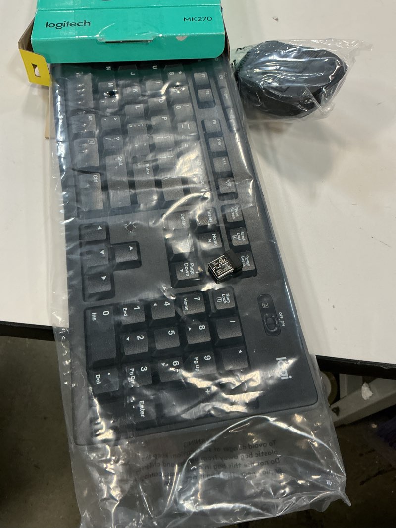 Condition photo showing As Is for Logitech MK270 Wireless Keyboard and Mouse Combo for Windows, 2.4 GHz, 8 Multimedia Keys, PC, Laptop, Wireless Keyboard Compact Mouse Combo - Black