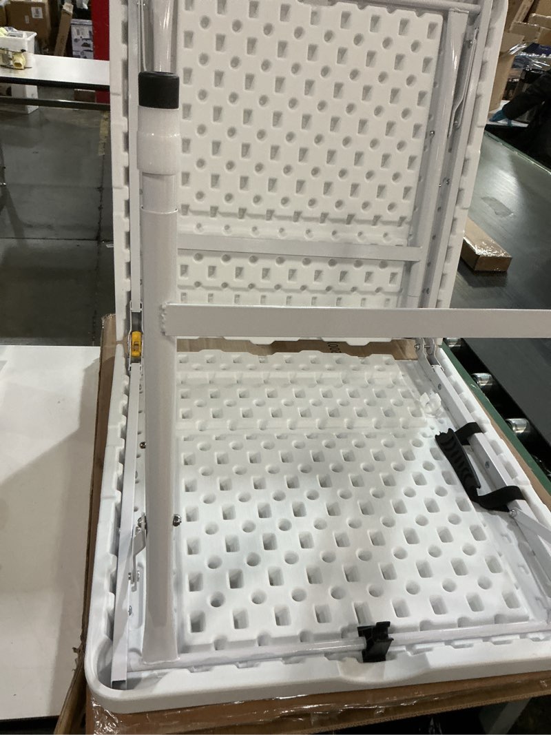 Condition photo showing New/Like New for HooKung Folding Utility Table, 4ft Fold-in-Half Portable Plastic Indoor Outdoor Picnic Party Dining Camp Tables