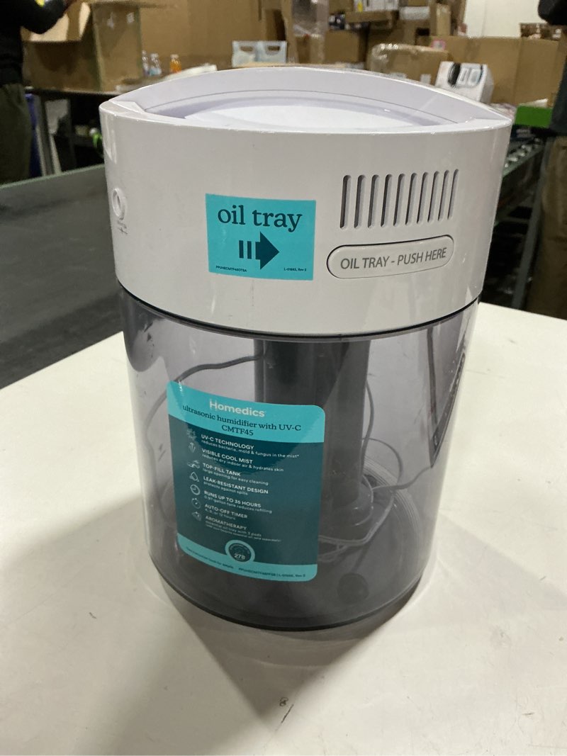 Condition photo showing As Is for HOMEDICS No Leak Ultra Quiet with UV-C Technology Cool mist Small Room Tabletop