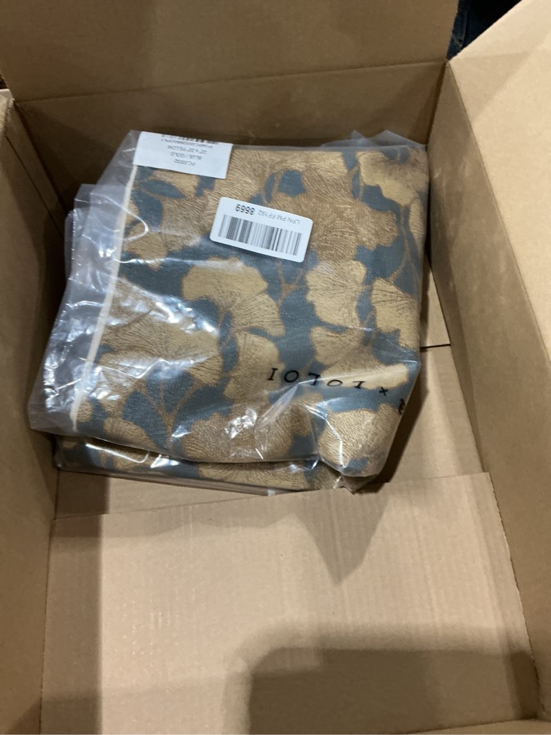 Condition photo showing New/Like New for loloi chris loves julia fawn collection pcj0032 blue/gold 22'' x 22'' cover only pillow