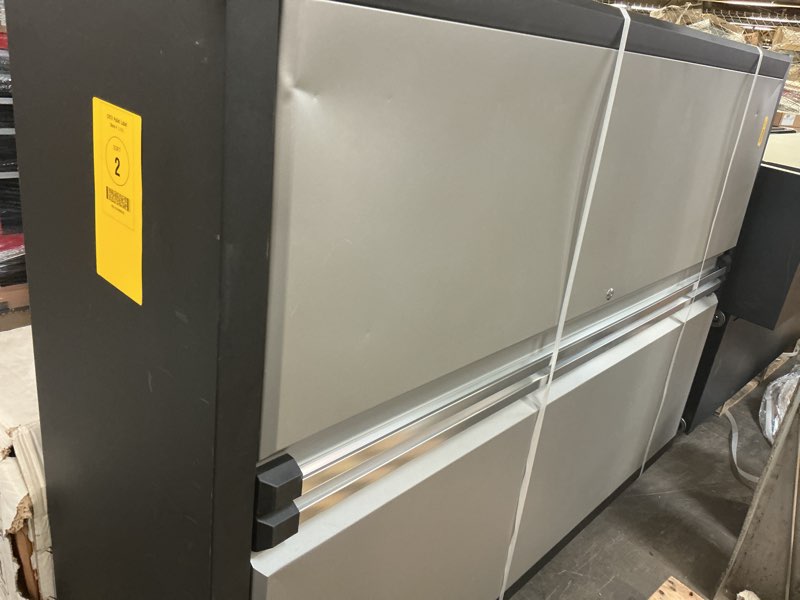 Condition photo showing As Is for kobalt 48-in w x 72-in h x 18.5-in d freestanding steel garage cabinet in silver