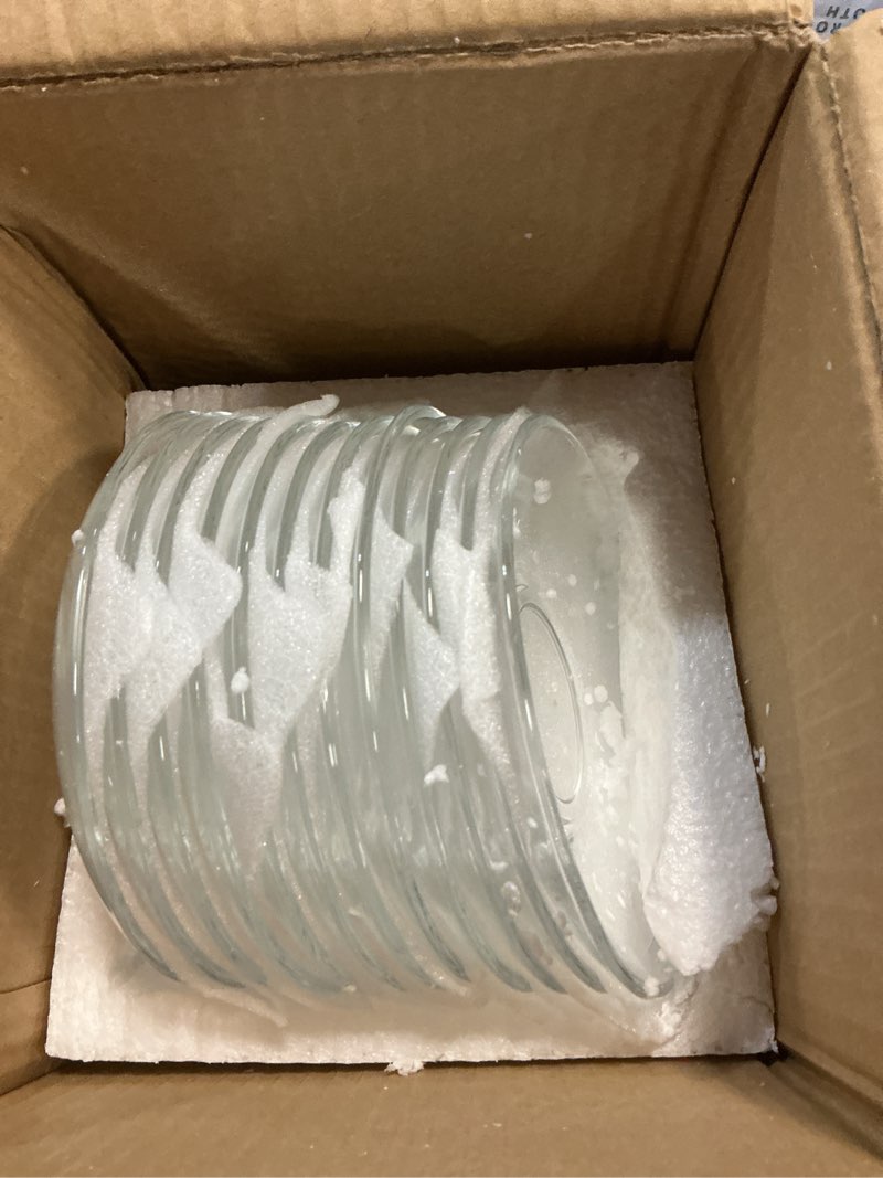 Condition photo showing Good Condition for WUWEOT 12 Pack Small Glass Plates, 5.2 Inch Clear Round Coffee Tea Saucer, Mini Glass Dessert Appetizer Dishes, Tabletop Coasters for Teacup, Dessert, Snack, Fruit, Cake
