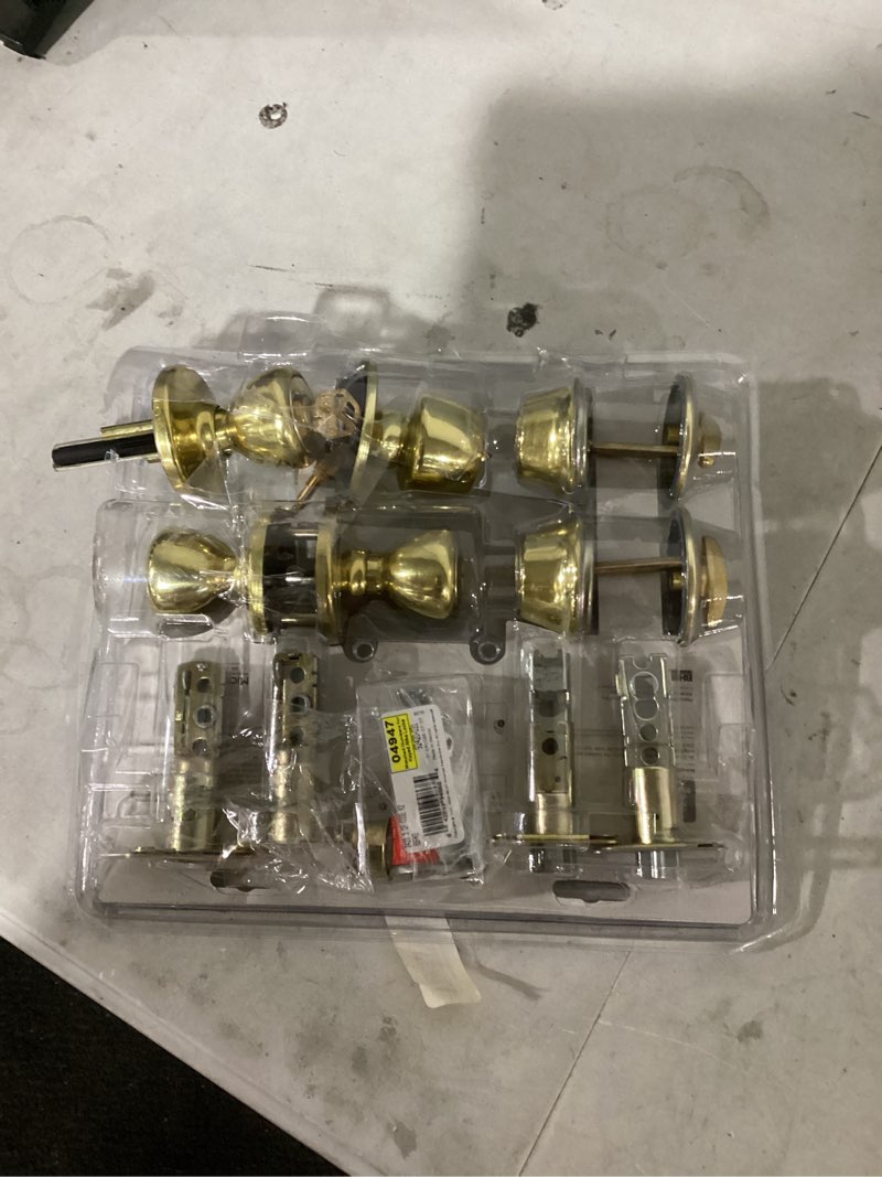 Condition photo showing Good Condition for kwikset tylo polished brass double entry door kit 1-3/4 in.