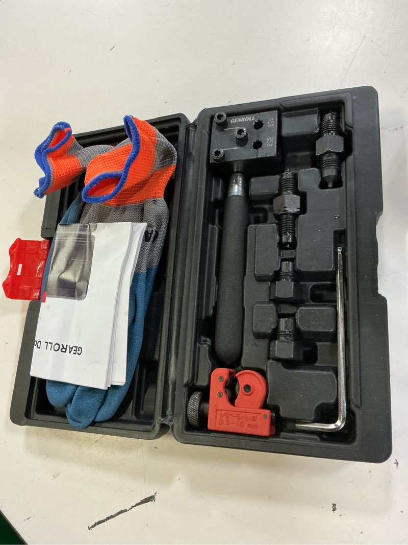 Condition photo showing Good Condition for brake line flaring tool kit, 3/16" 1/4" sae double flare tool for brake lines, creates single double bubble flares for vehicle brake & hydraulic lines