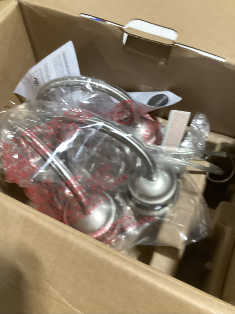 Condition photo showing Good Condition for 100+ bought last week Project Source Fallsbrook 3 -Light Brushed Nickel Etched glass Mixed material Chandelier