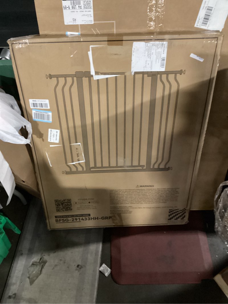 Condition photo showing New/Like New for baby gate no drilling, 29"-40" auto close dog gate indoor for doorways & stairs, pressure mounted adjustable pet gate, easy walk through child gate for children & pets stroller friendly, white