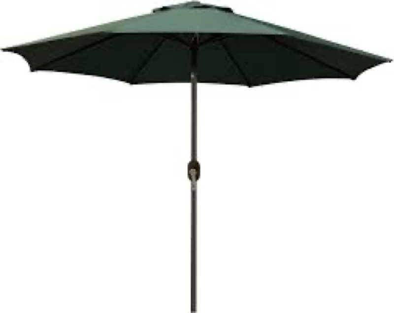 Blissun 9' Outdoor Patio Umbrella, Outdoor Table Umbrella, Yard Umbrella, Market Umbrella with 8 Sturdy Ribs, Push Button Tilt and Crank Black