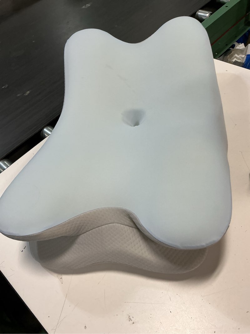 Condition photo showing Good Condition for cervical neck pillow for pain relief - ergonomic side sleeper pillow for neck support, cooling memory foam pillows for sleeping, contour pillow orthopedic bed pillow for back stomach sleepers blue & grey