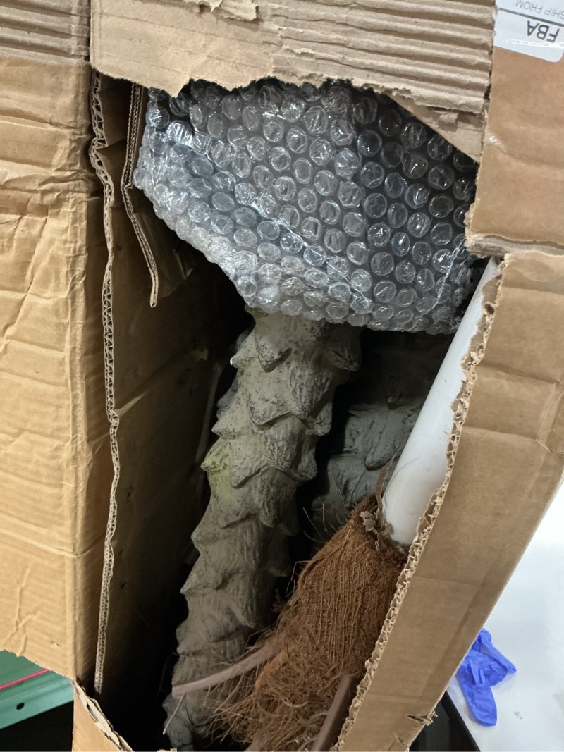 Condition photo showing As Is for Artificial Phoenix Palm Tree with Coconut Fruit Outdoor Indoor Decor Large Faux Coconut Silk Palm Tree Tropical Fake Tree Large Faux Sago Palm Plant for Home Yard Outside (6 FT) 6ft Phoenix Palm Tree