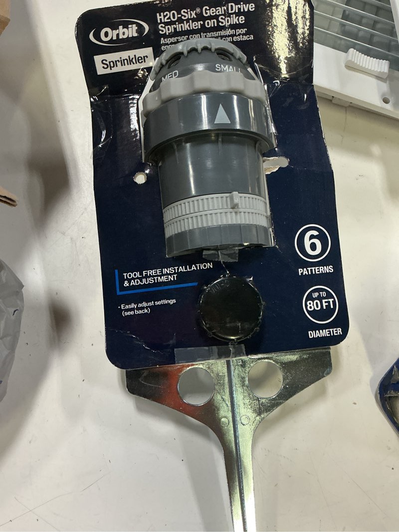 Condition photo showing Good Condition for orbit h2o-6 5000-sq ft rotating spike lawn sprinkler