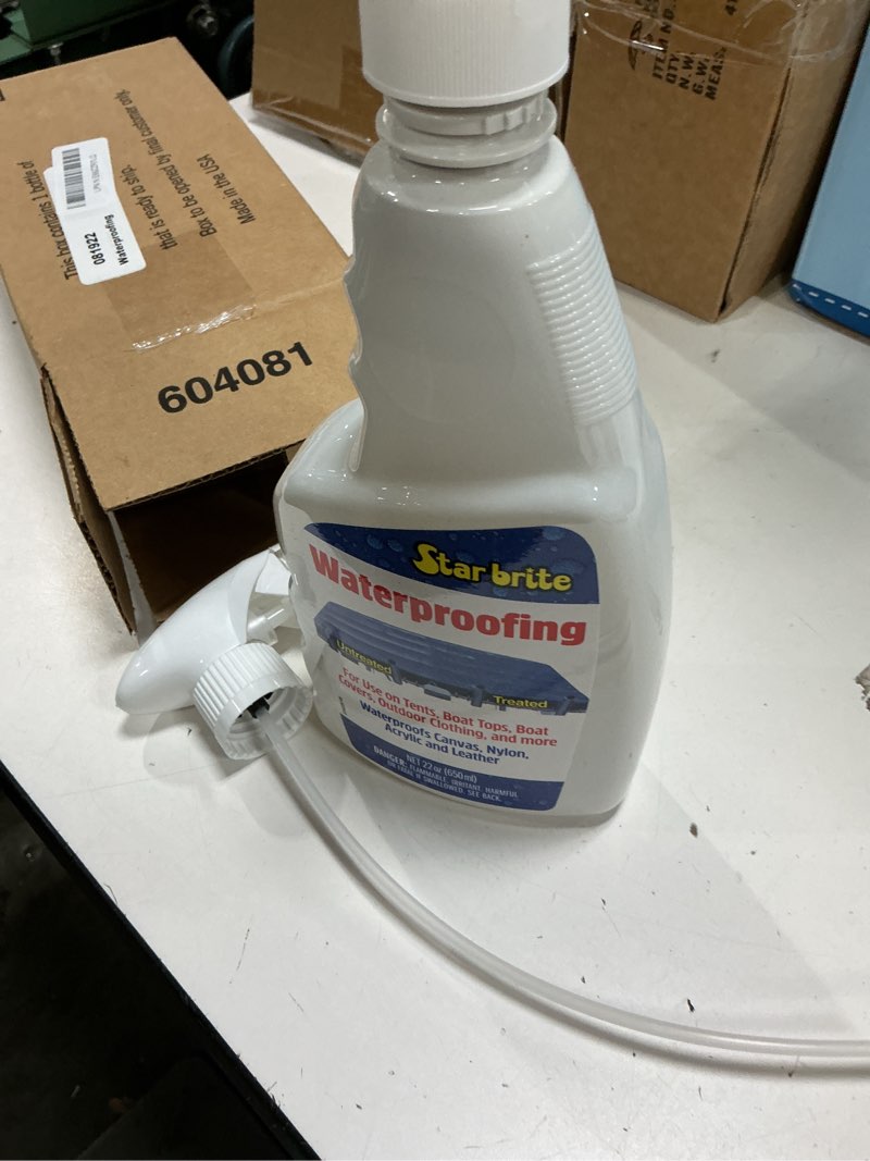 Condition photo showing Good Condition for star brite waterproofing spray, waterproofer + stain repellent + uv protection for boat covers, car covers, bimini tops, tents, jackets, backpacks, boots, awnings, patio covers & more 22 oz waterproof spray waterproofer spray