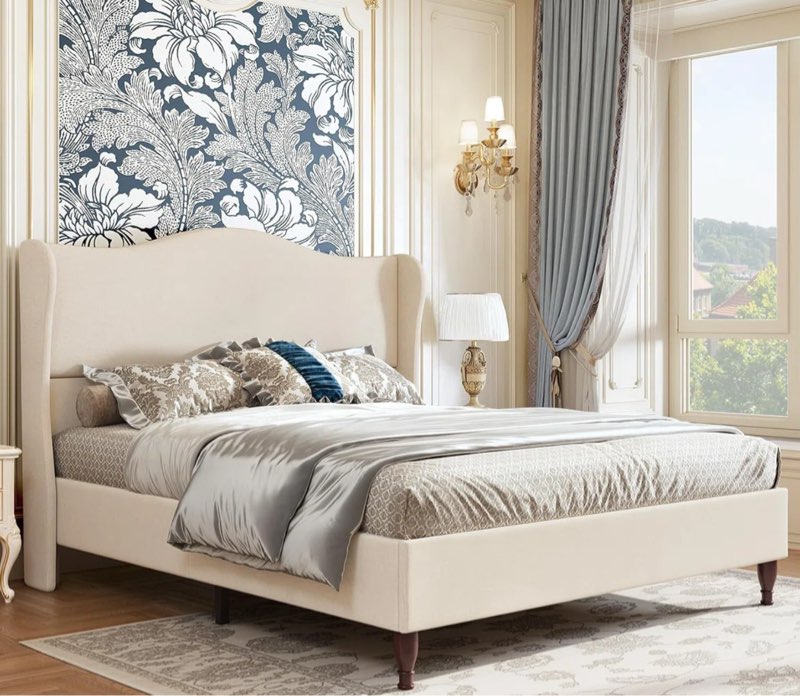 Clairemarie Bed Color: Beige, Size: King