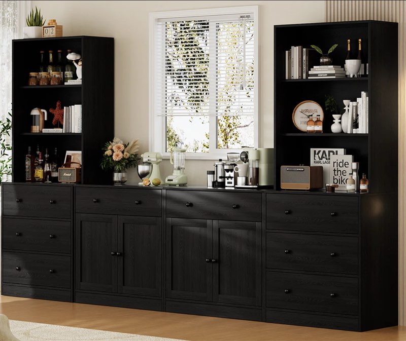 ( incomplete ) 71'' Kitchen Pantry With Bookcases, Farmhouse Wall Unit Tv Stand For Tvs Up To 75\"
