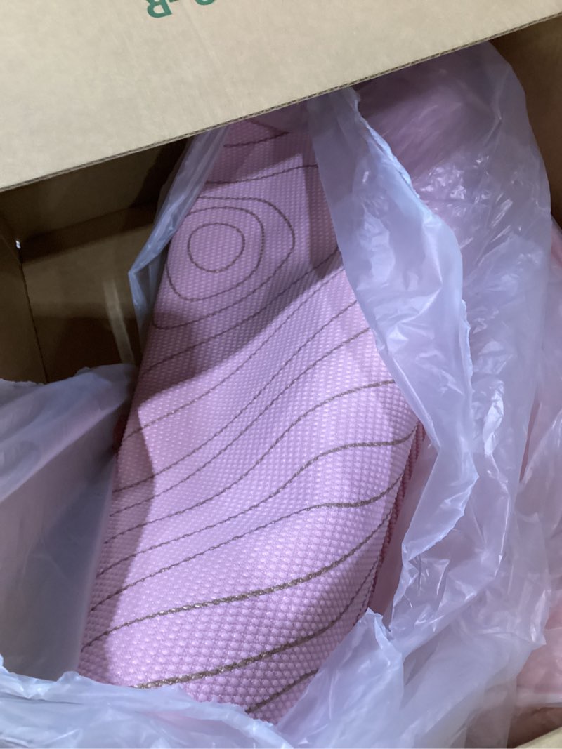 Condition photo showing As Is for gaiam yoga mat - premium 6mm print extra thick non slip exercise & fitness mat for all types of yoga, pilates & floor workouts (68"l x 24"w x 6mm thick) topo sherbet