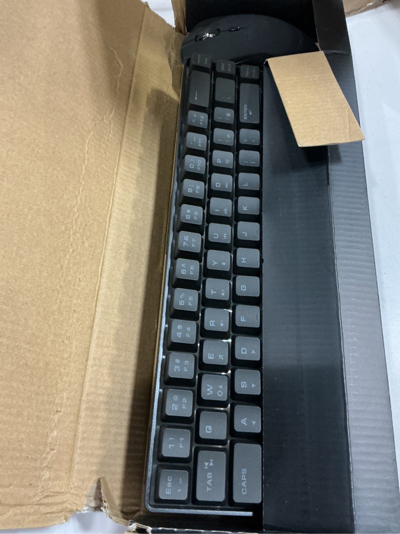 Condition photo showing New/Like New for chonchow 60% wireless gaming keyboard and mouse combo, rgb backlit rechargeable led light up keyboards,wireless gaming mouse and keyboard for xbox ps4 ps5 pc laptop -black