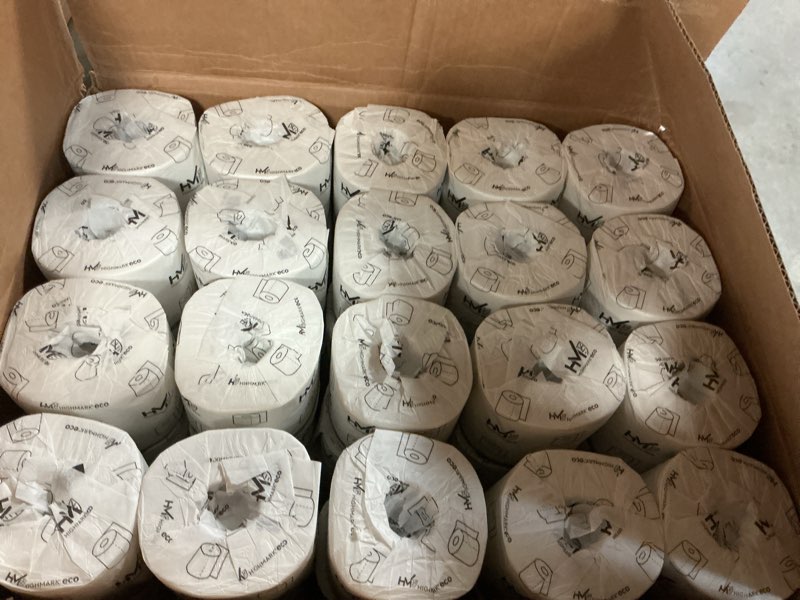 Condition photo showing New/Like New for highmark(r) 100% recycled 2-ply bath tissue, white, 550 sheets per roll, case of 80 rolls