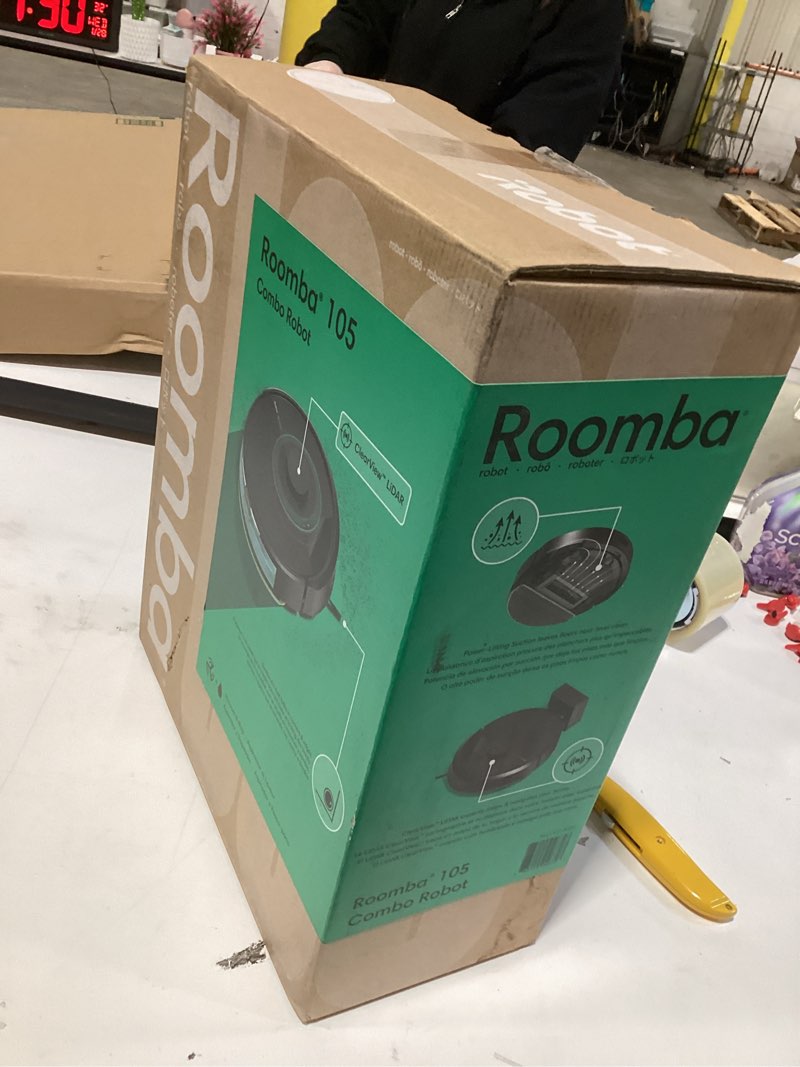 Condition photo showing New/Like New for iRobot Roomba 105 Combo Robot Vacuum & Mop - Easy to use, Intense Power-Lifting Suction, LiDAR Navigation, Multiple Cleaning Modes, Avoids Mopping Carpets, Self-Charging