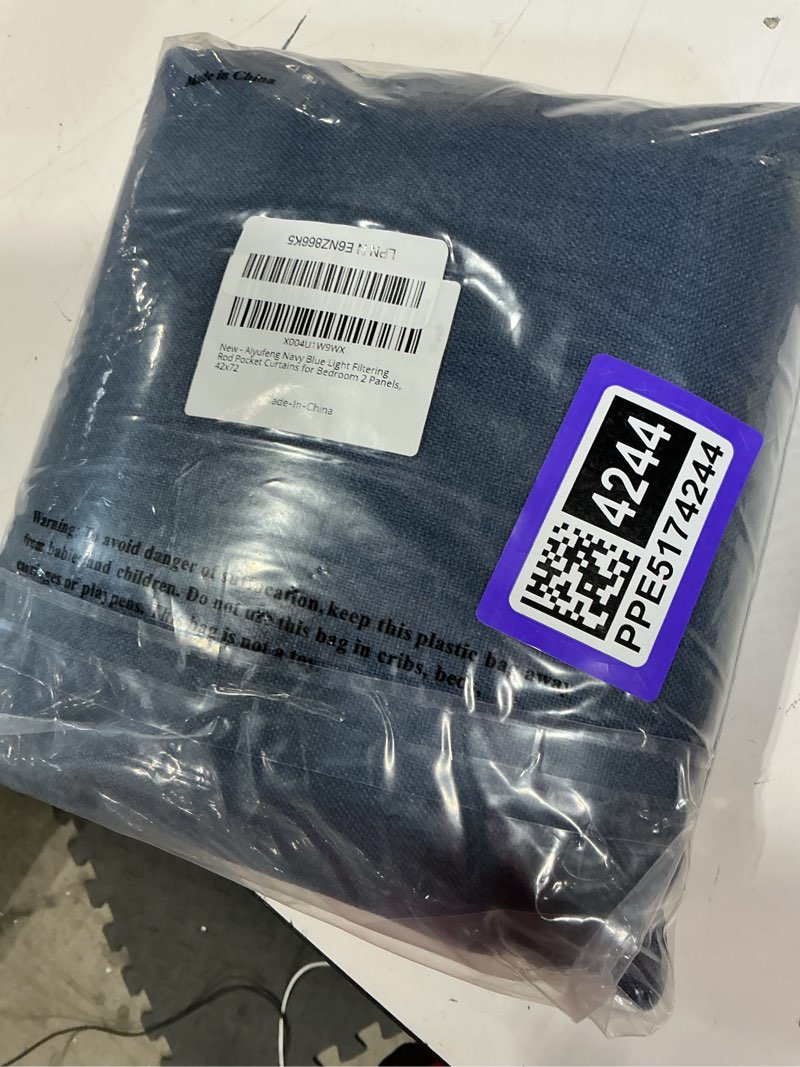 Condition photo showing New/Like New for aiyufeng navy blue curtains 72 inch length 2 panels set?light filtering soft faux linen textured window curtain with rod pocket for living room bedroom farmhouse,semi sheer airy drapes?42wx72l,5pcs 42"w x 72"l (pack of 2) navy blue