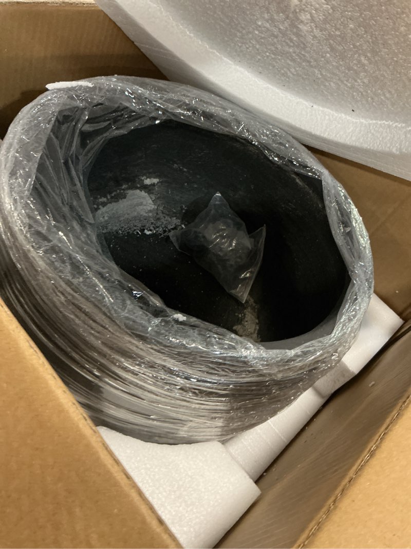 Condition photo showing Good Condition for kante 13.4" dia round curvy concrete planter, large plant pots with drainage hole and rubber plug for indoor outdoor plants, flower pot for home garden patio porch, black black 13.4" dia