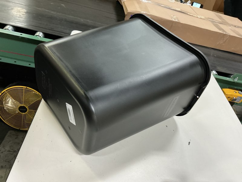 Condition photo showing New/Like New for rubbermaid commercial products resin wastebasket/trash can, 7-gallon/28-quart, black, plastic, for bedroom/bathroom/office, fits under desk/sink/cabinet 7 gallons black 1