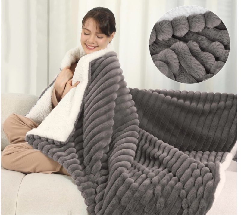 estingo electric throw blanket heated blanket throw with 5 heating levels & 4 hours auto off, 50"x60
