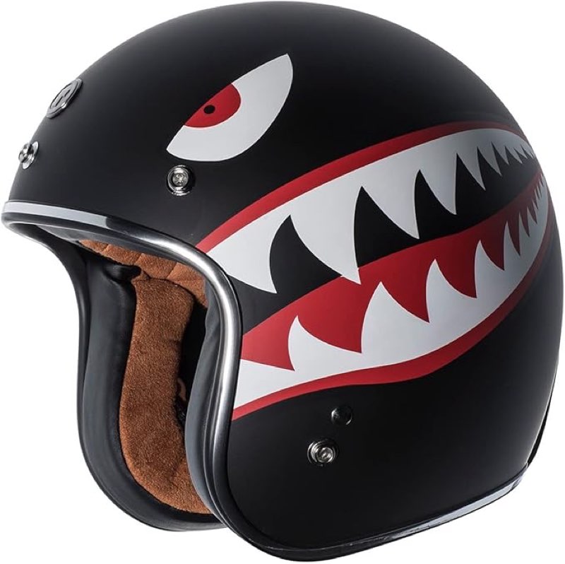 (Size: L)TORC T50 FBK FLTG L T50 Route 66 3/4 Helmet with 'Flying Tiger' Graphic (Flat Black, XLarge)