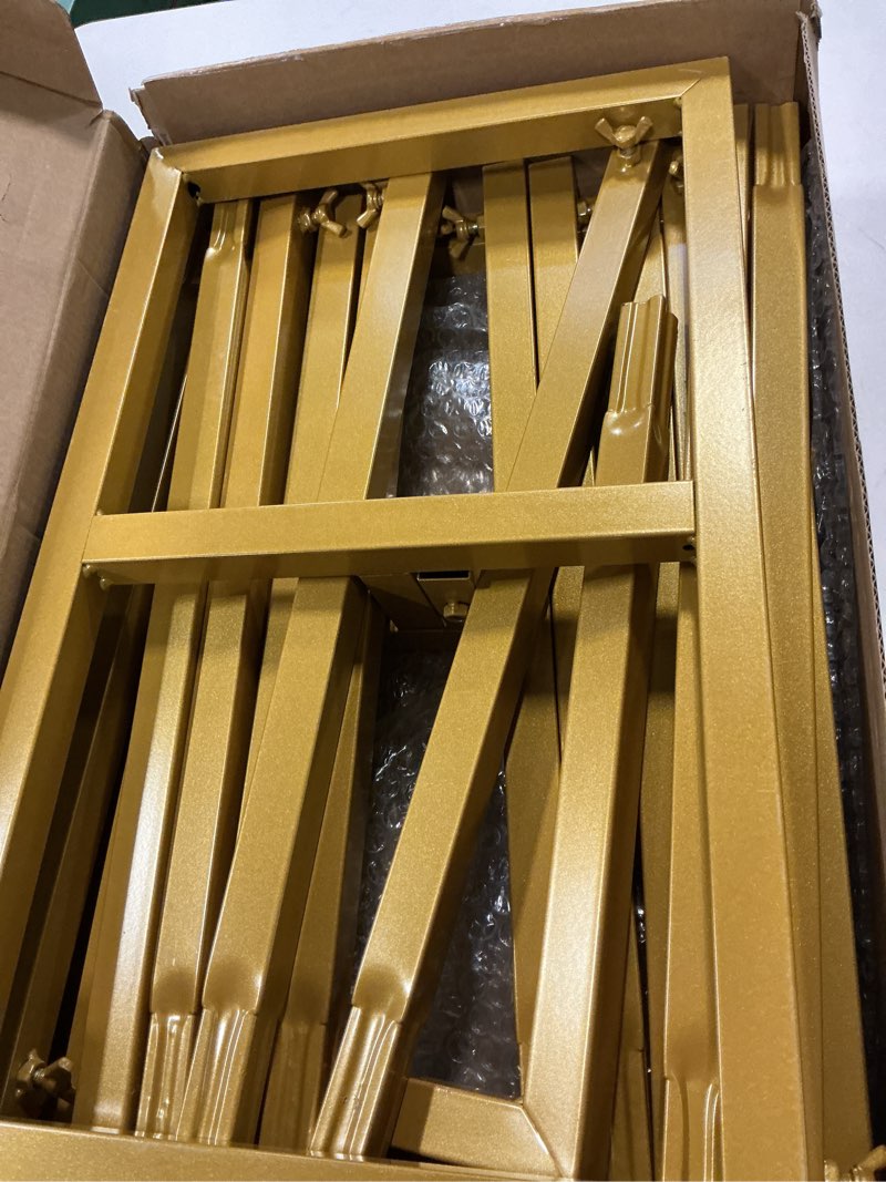 Condition photo showing Good Condition for Putros Heavy Duty Backdrop Stand 8ft x 8ft Gold Pipe and Drape Kit Adjustable Metal Backdrop Sand for Wedding Photobooth Exhibition Decoration 8 FT x 8 FT Gold