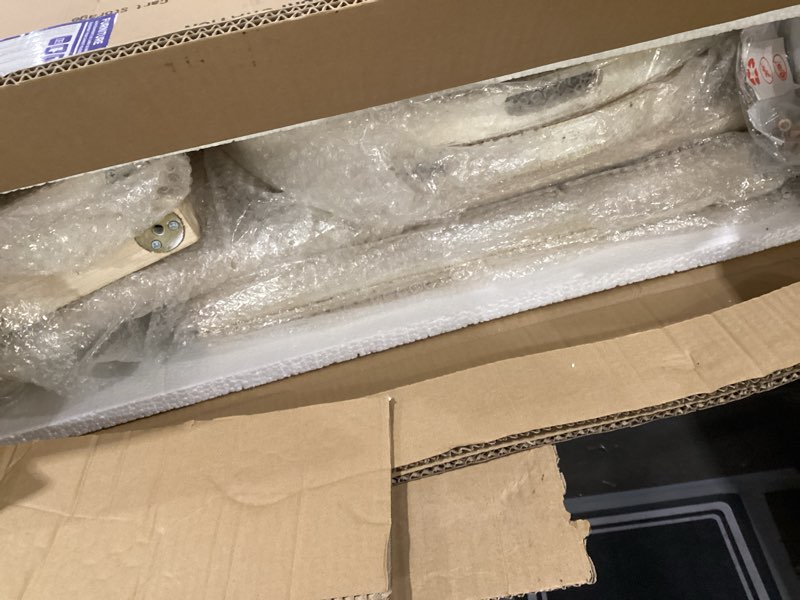 Condition photo showing Good Condition for Alpine Corporation MBB172 Wood 2-Tier Rolling Storage Cart for Books, Plants, Decor, Rustic Storage Push Cart with 2 Shelves 2-tier Round Push Cart W/ Wheels 31" H