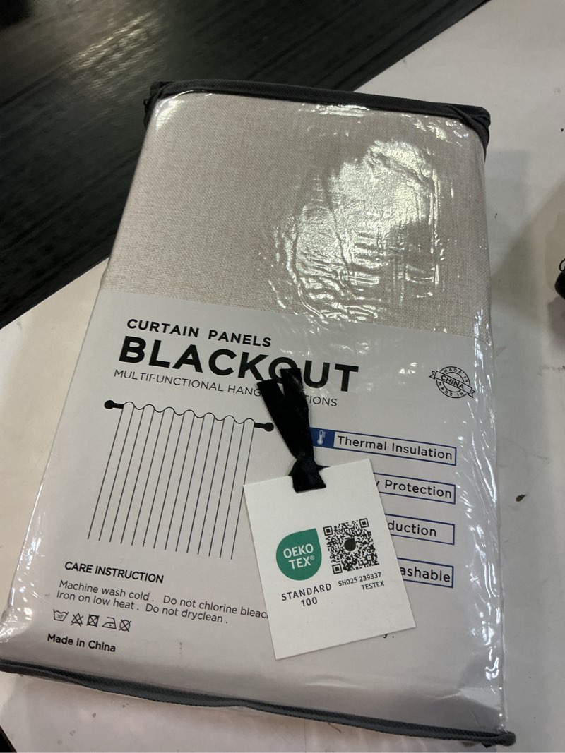 Condition photo showing New/Like New for 100% blackout shield linen blackout curtains for bedroom 84 inches long, back tab/rod pocket living room drapes, thermal insulated blackout curtains 2 panels set, 50" w x 84" l, cream cream 50"w x 84"l (pack of 2)