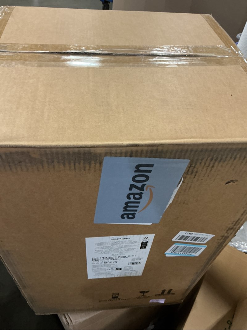 Condition photo showing As Is for Amazon Basics Smudge Resistant Rectangular Trash Can With Soft-Close Foot Pedal, Brushed Stainless Steel, 50L/13.2 Gal, 16.7x14.7x25.9 in, Satin Nickel Finish Satin Nickel Big, 50L/13.2 Gal